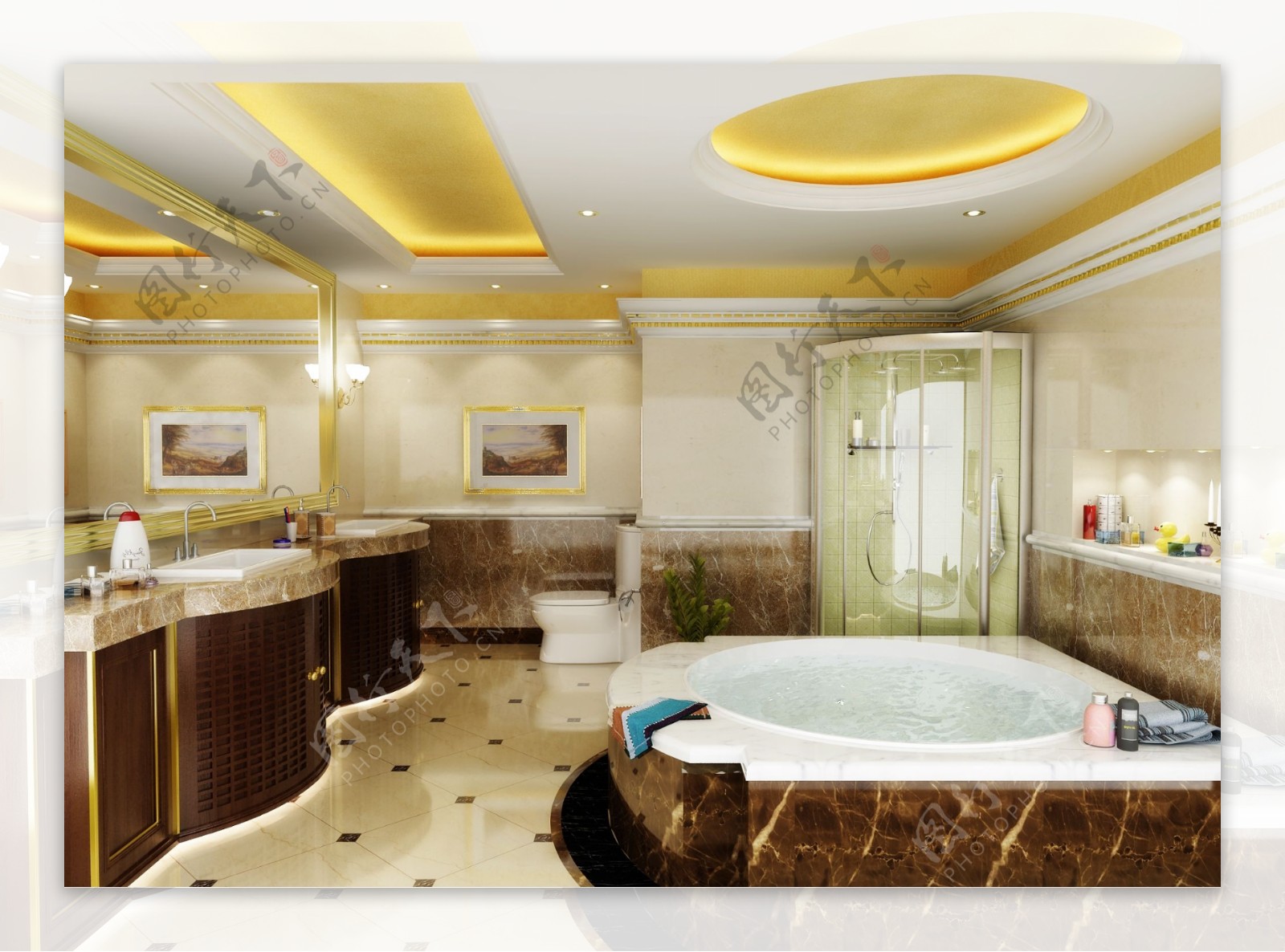 欧式奢华别墅浴室效果图图片_装饰装修_建筑空间-图行天下素材网
