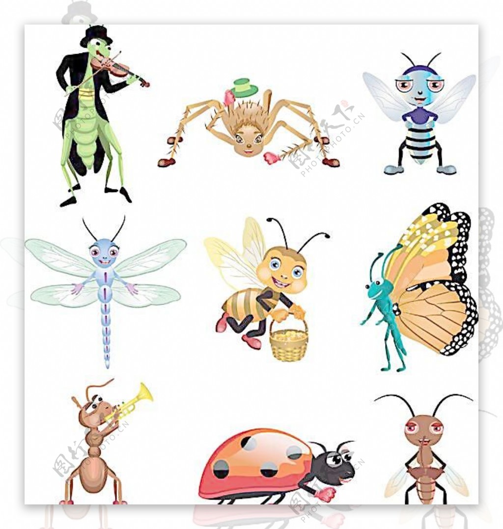 可爱卡通昆虫矢量素材图片