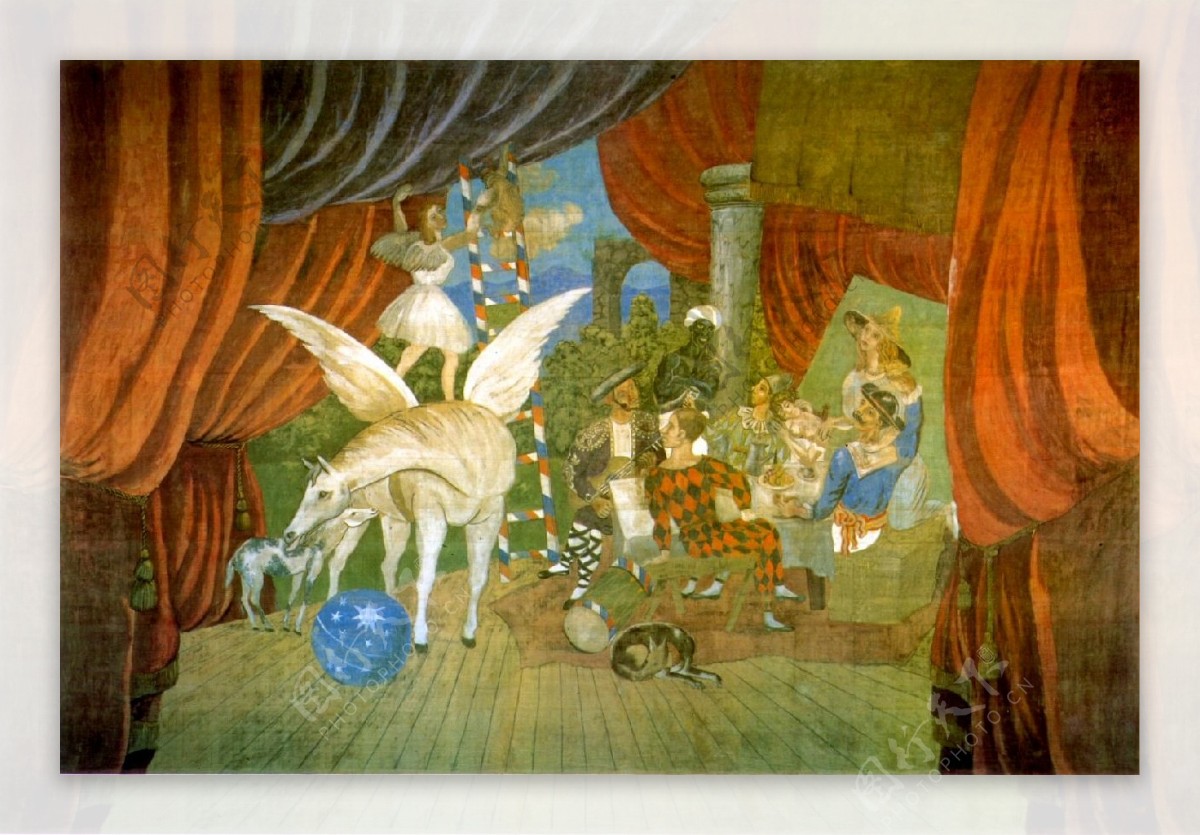 1917RideaupourleballetParade西班牙画家巴勃罗毕加索抽象油画人物人体油画装饰画