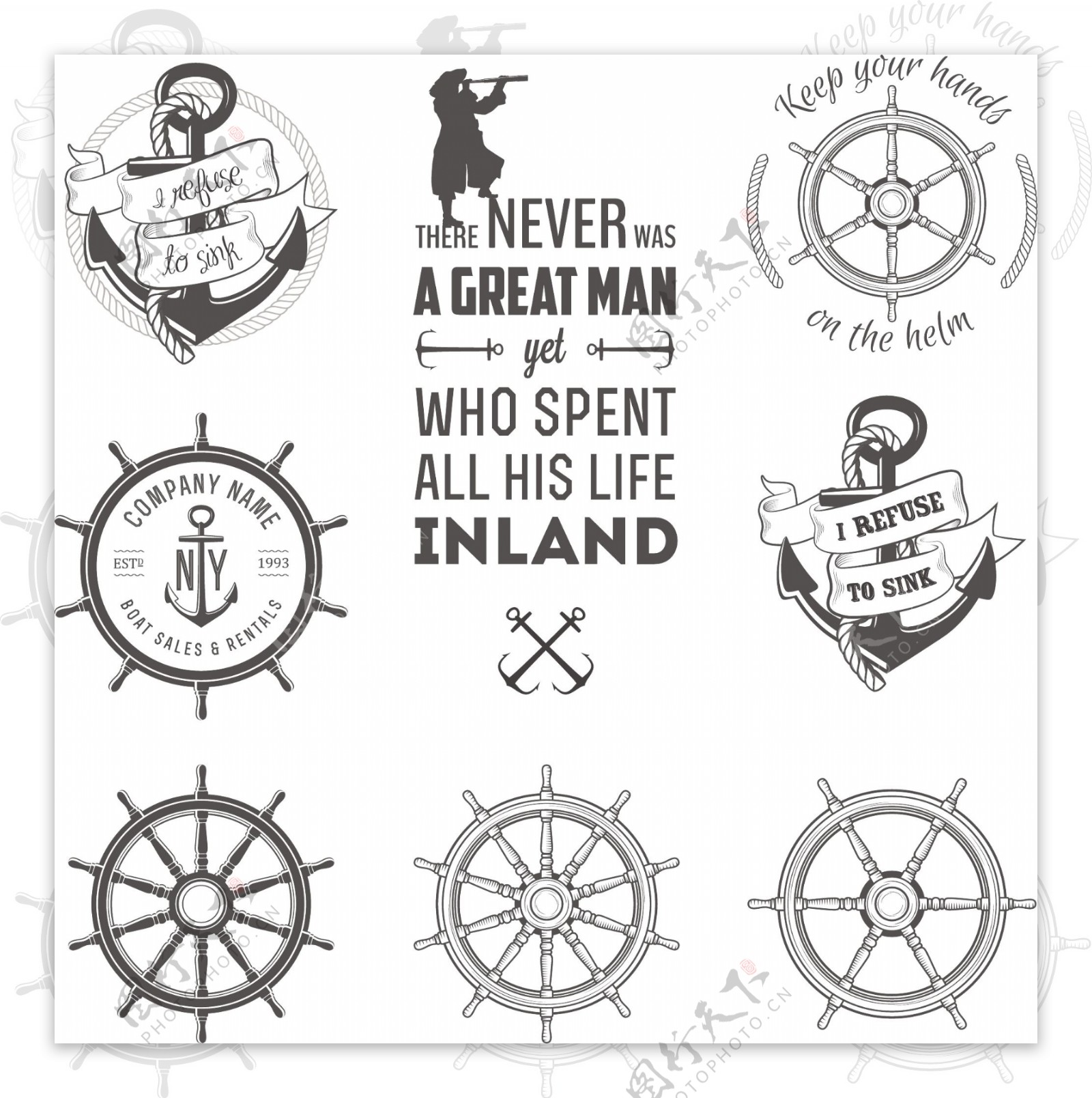 怀旧航海标签图片