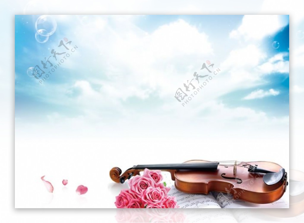 小提琴唯美浪漫桌面背景psd素材