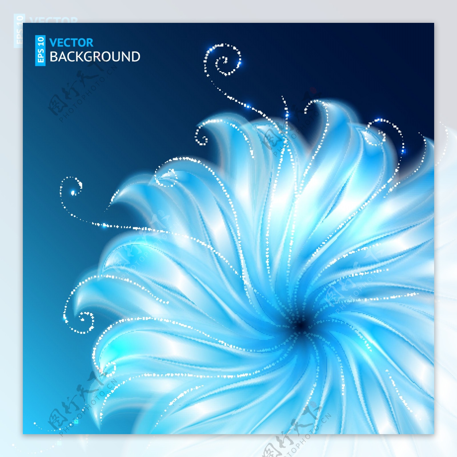 蓝色的花朵背景矢量素材