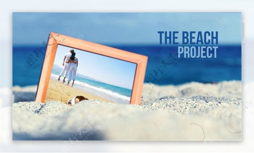 夏日海滩图片展示模板