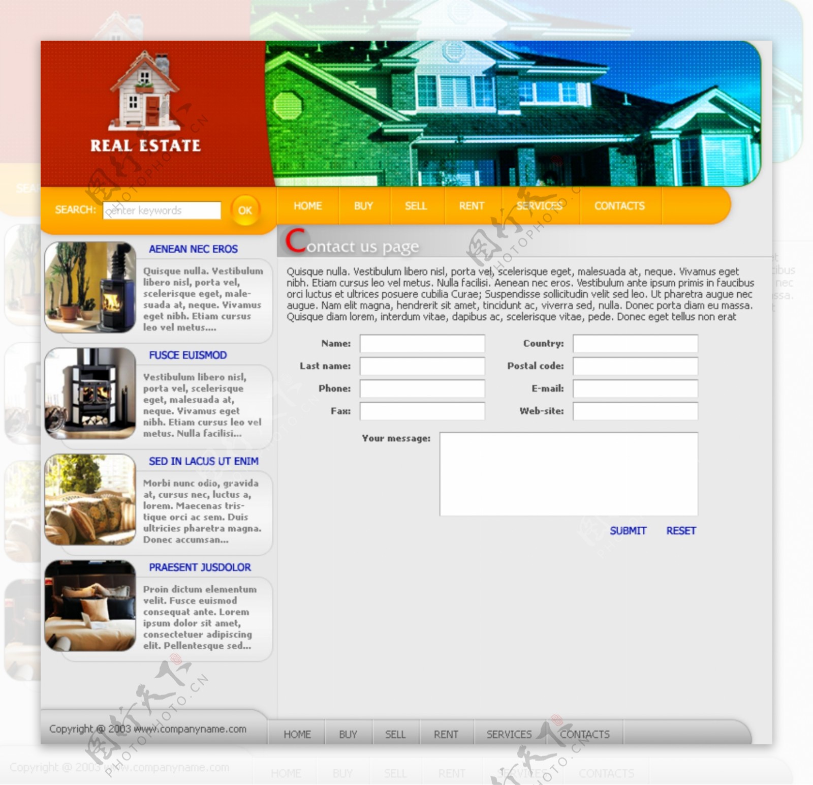 房地产网站网页模板图片