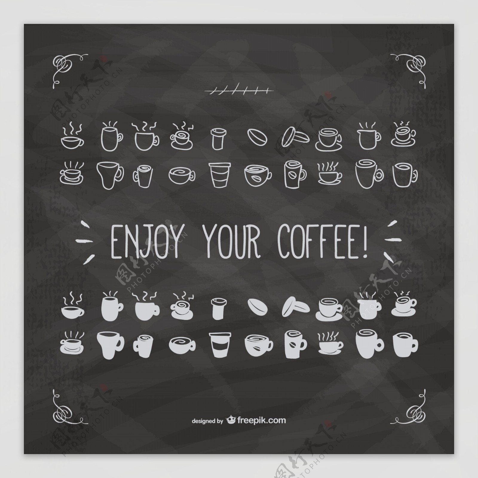 40款手绘咖啡图标