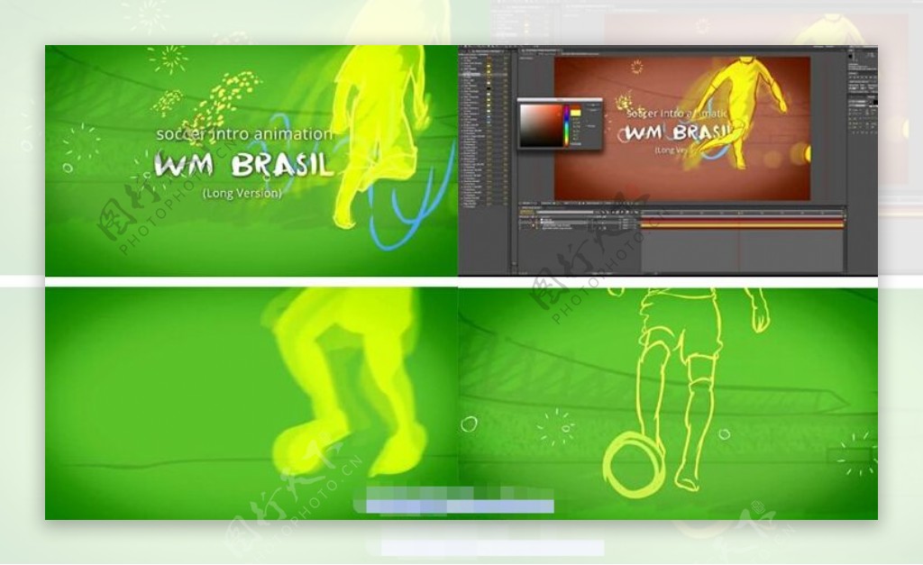 手绘风格世界杯足球比赛开场动画AE模板