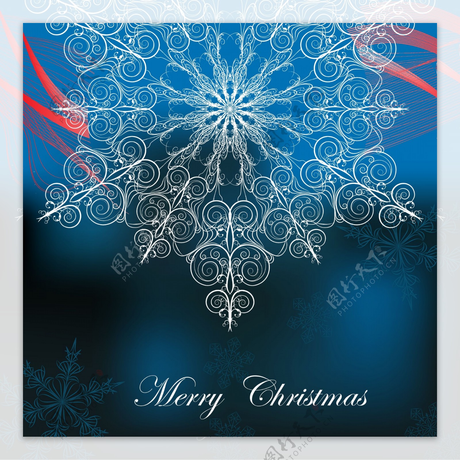 圣诞节雪花蓝色背景矢量素材