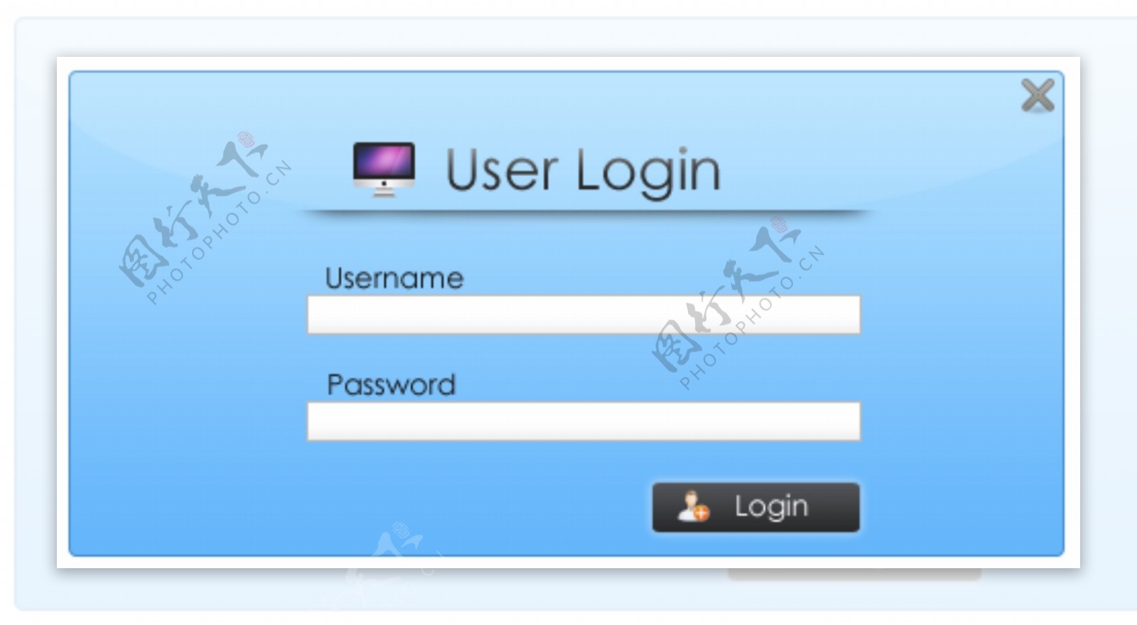 简单的用户登录窗体PSD蓝