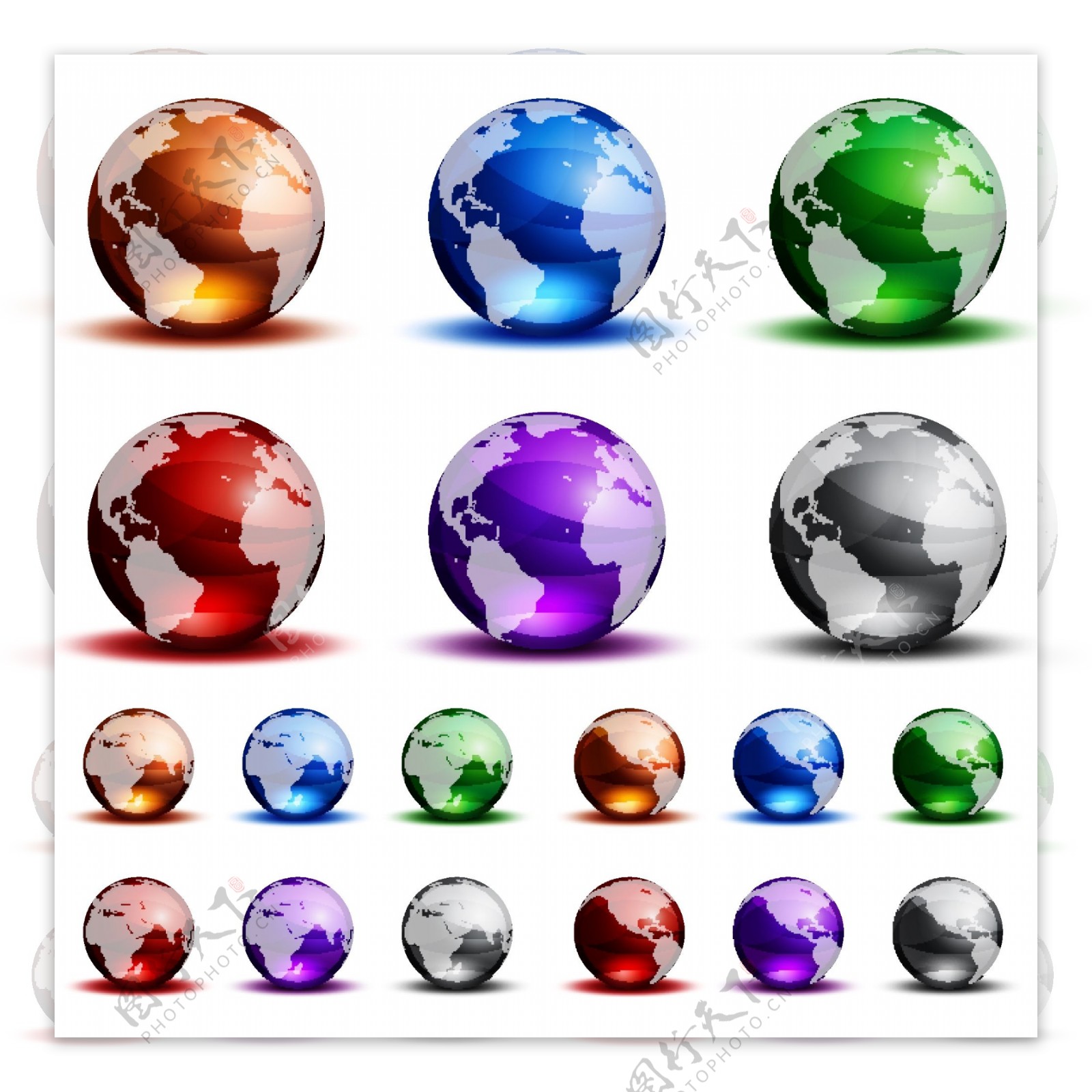 立体水晶地球矢量素材图片