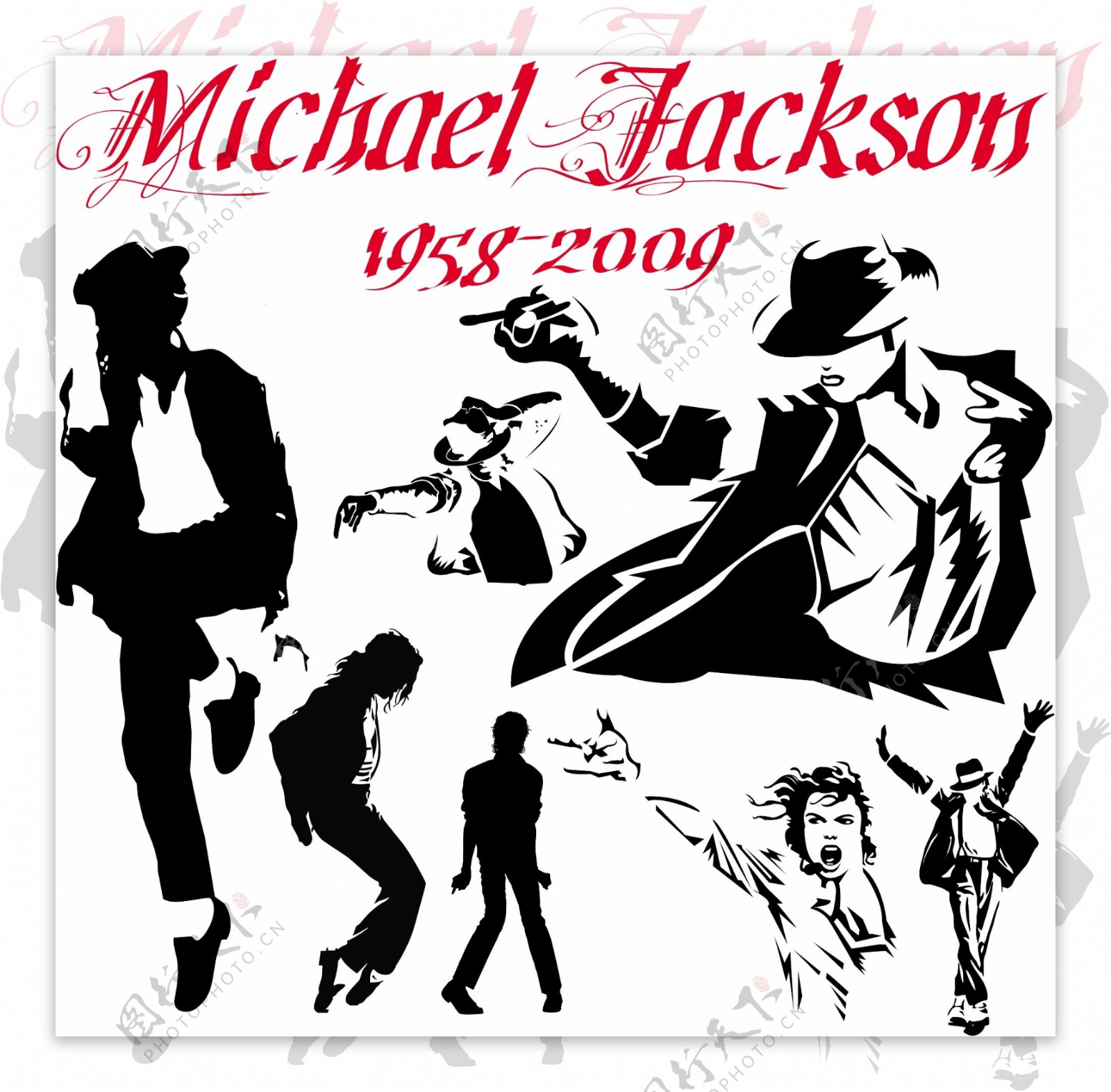 迈克尔杰克逊酷人物插画矢量素材