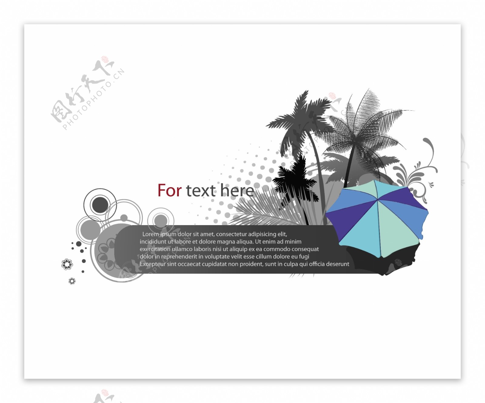 雨伞与椰树图片