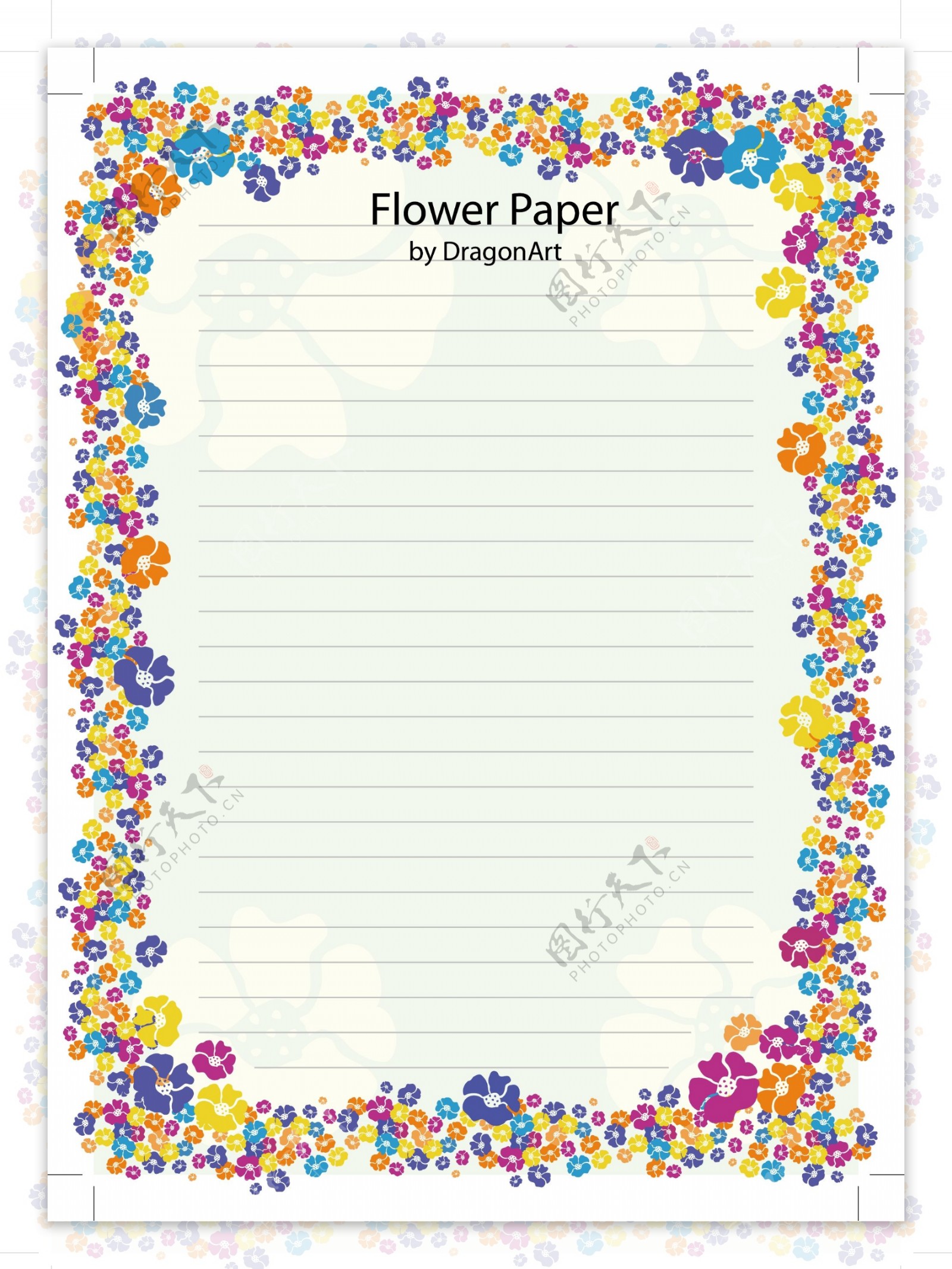 可爱花朵信纸矢量素材