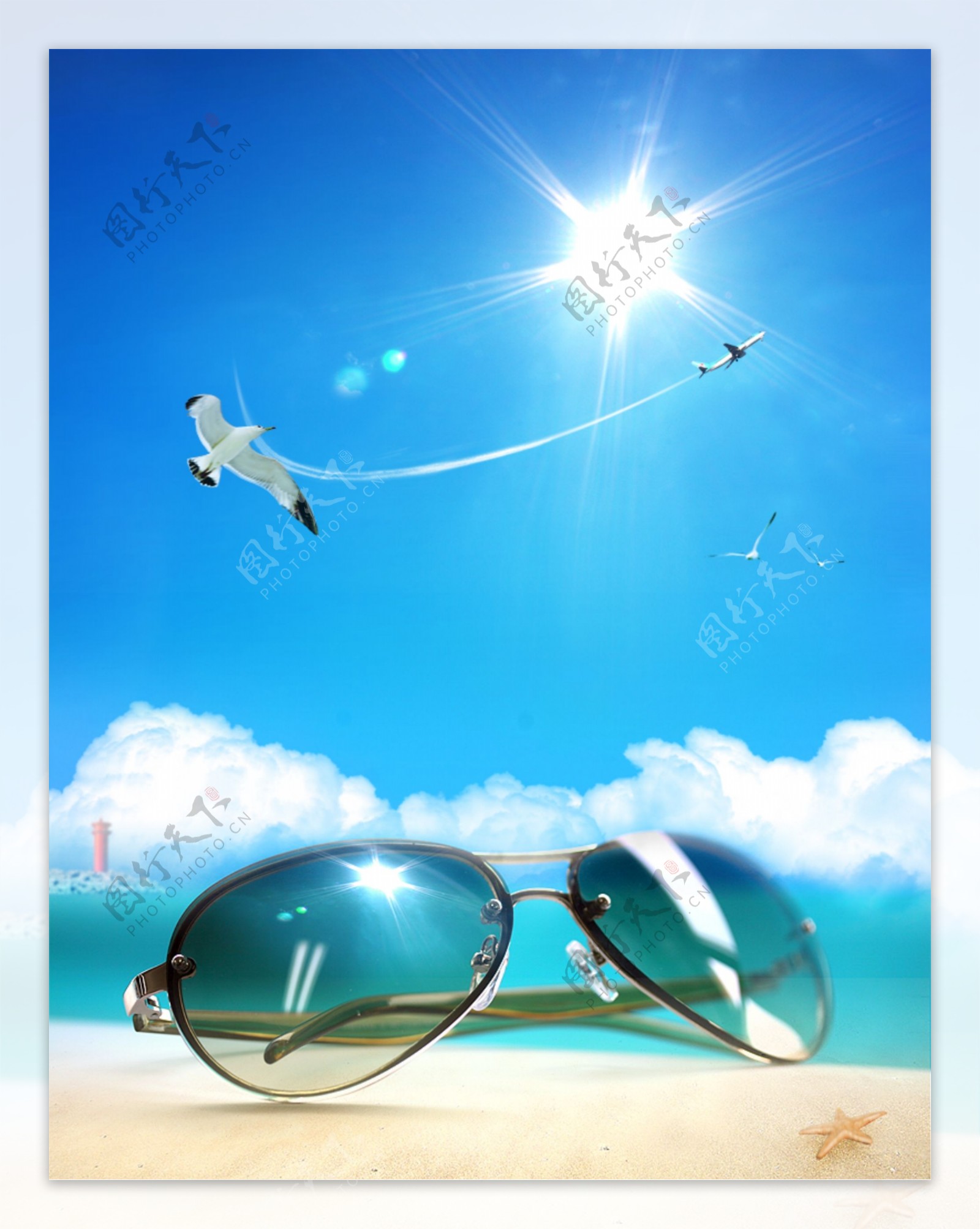 浪漫夏季太阳镜广告PSD分层