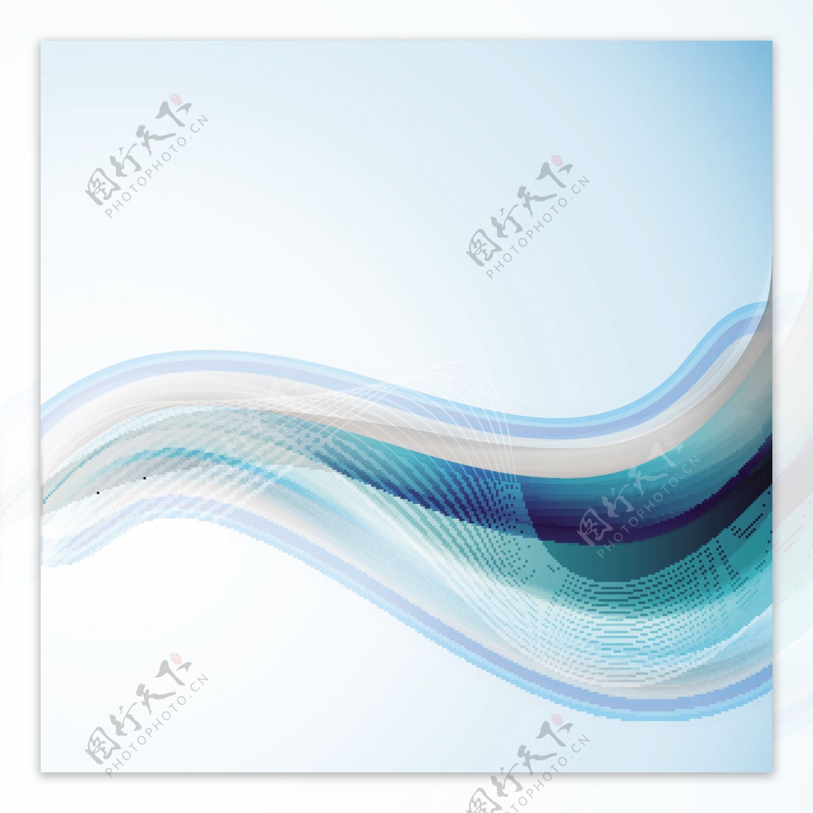 水波和白色的线在蓝色的背景可以作为海报