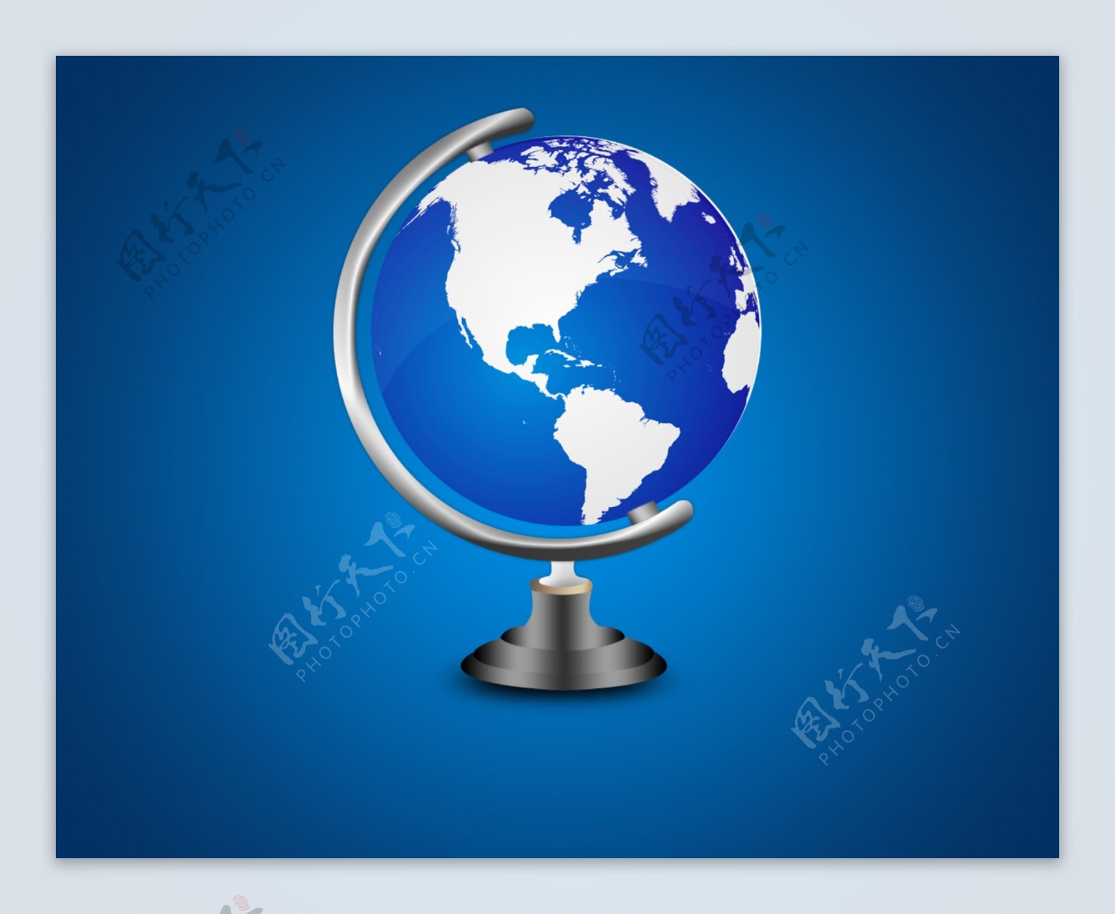 蓝色的世界地图地球上的金属架PSD