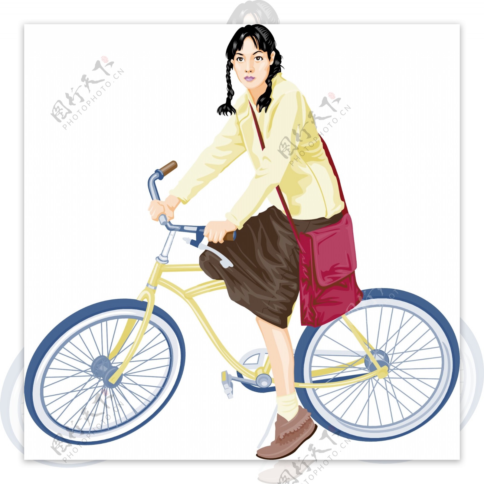 女性骑自行车