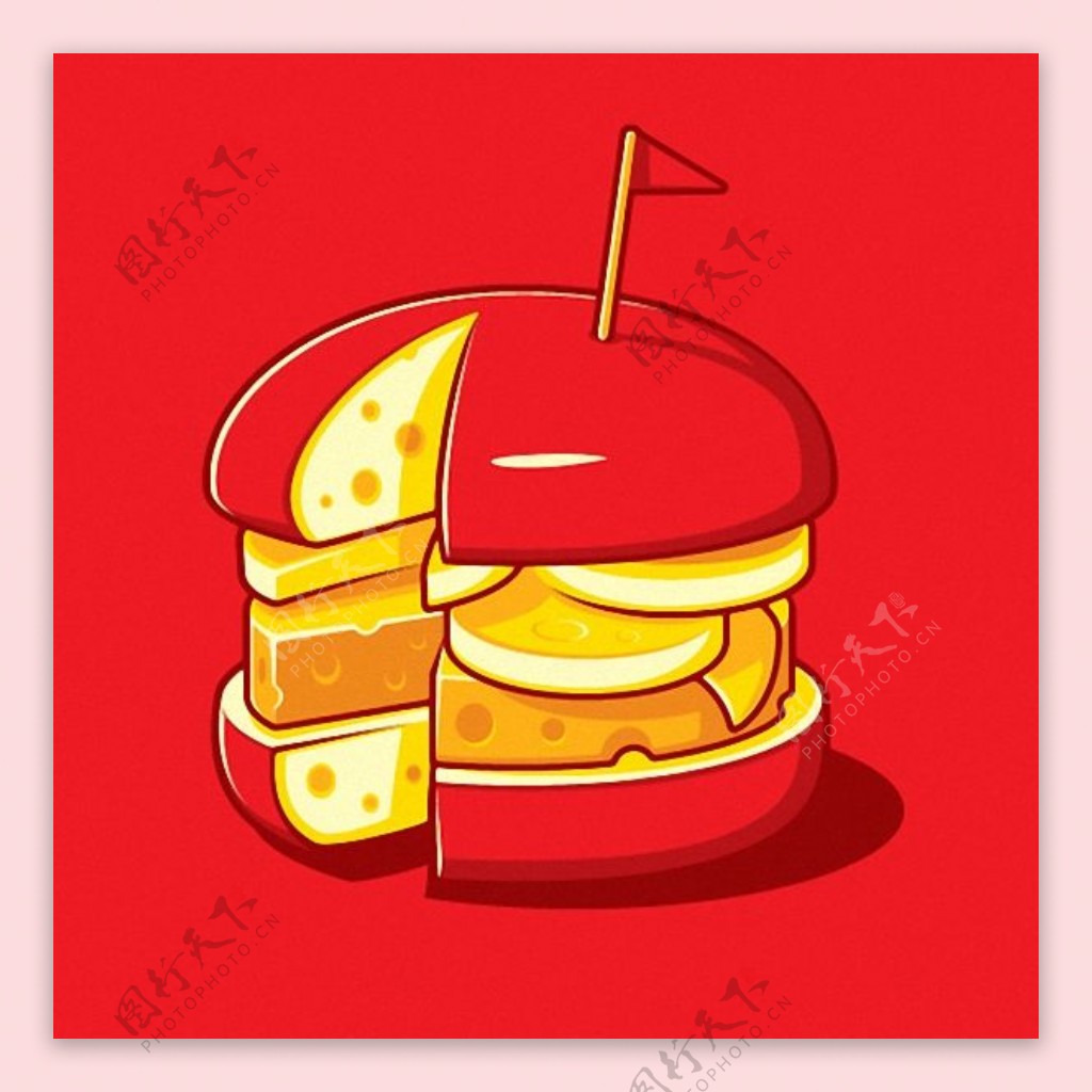 位图T恤图案汉堡包芝士奶酪免费素材