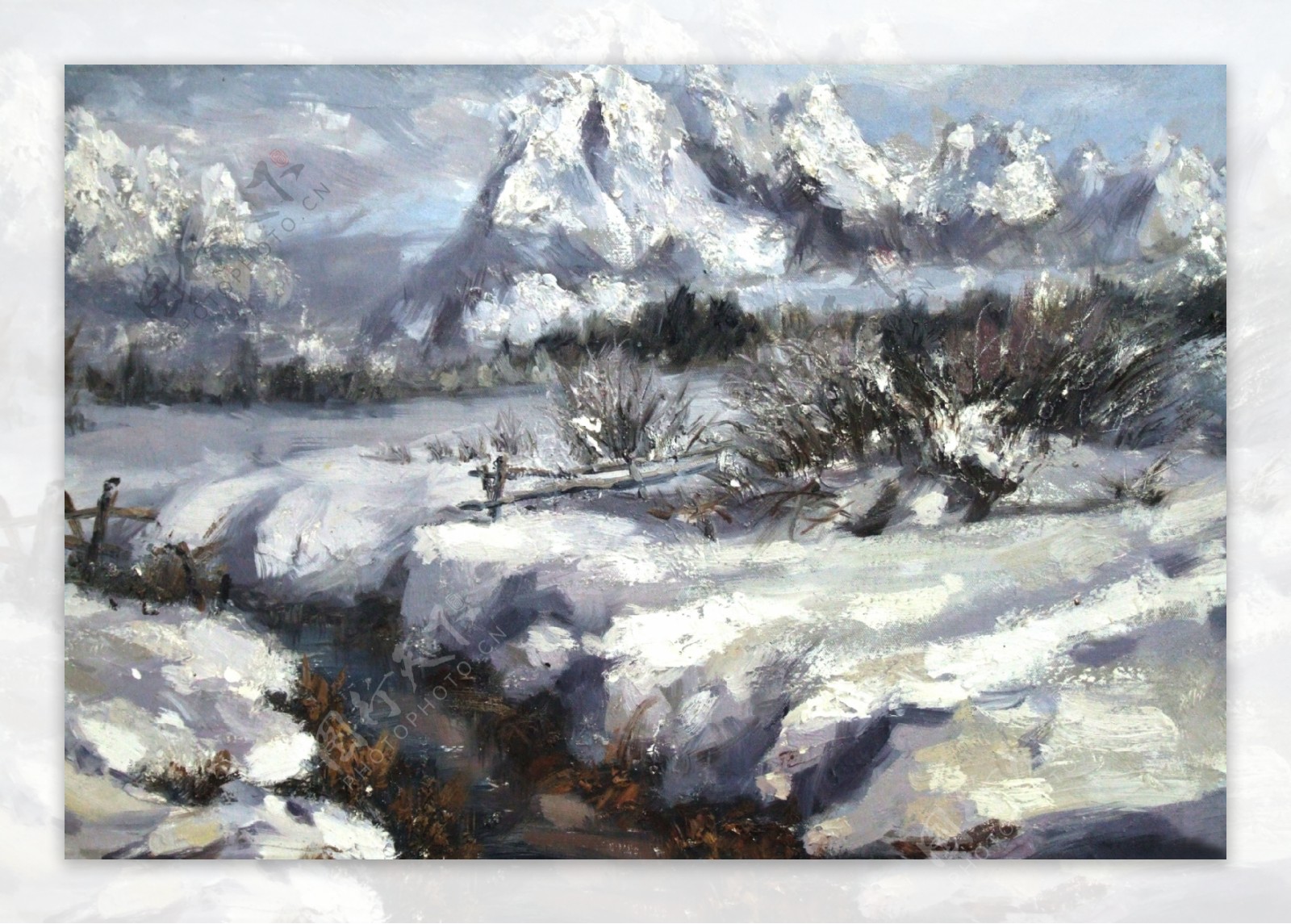油画雪景图片