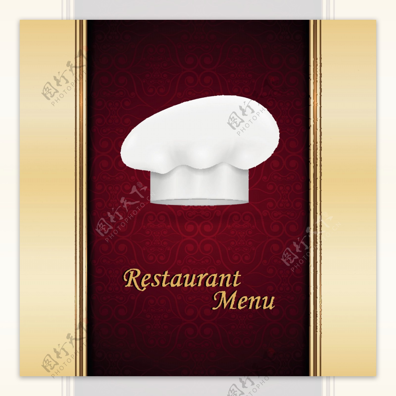 厨师的帽子和餐馆的菜单封面设计矢量图05