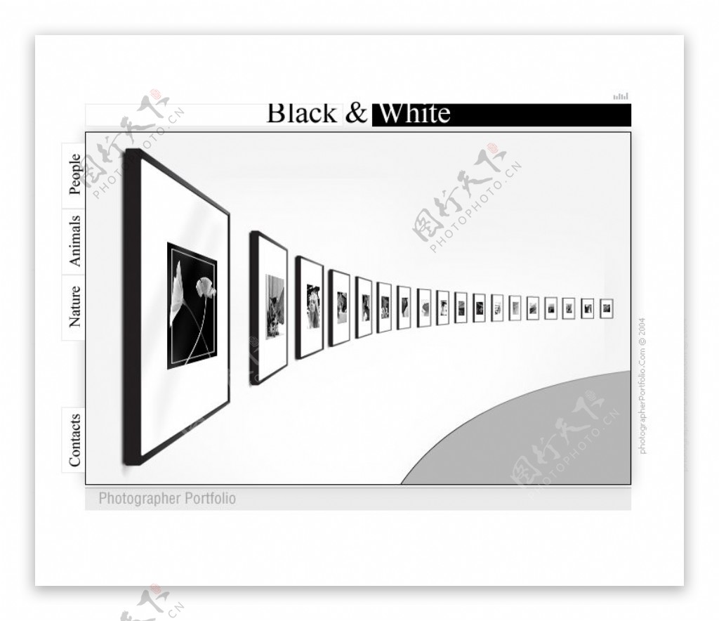 黑白画廊网页psd模板