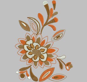 绣花植物花卉色彩灰色橙色免费素材
