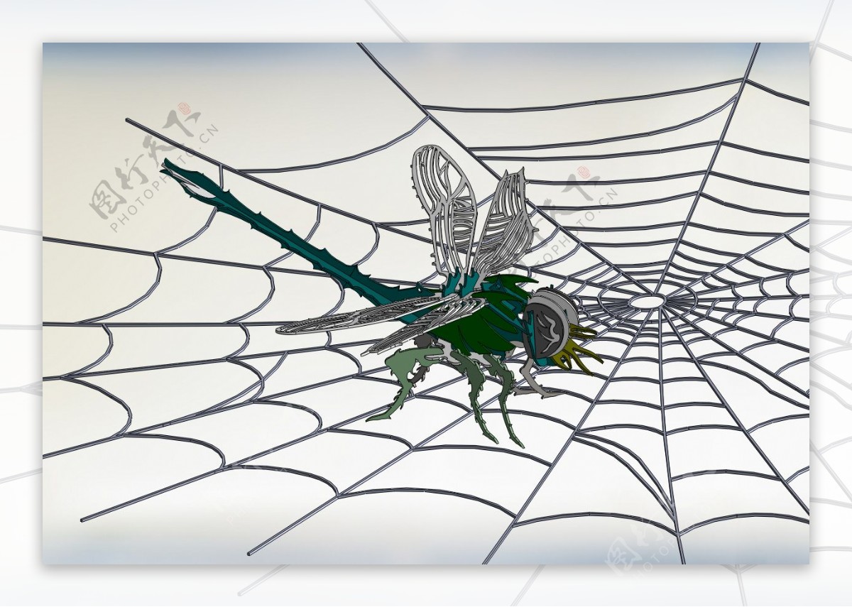 被困的蜻蜓的3D益智拼图板metalcraftdesign蜻蜓3D模型