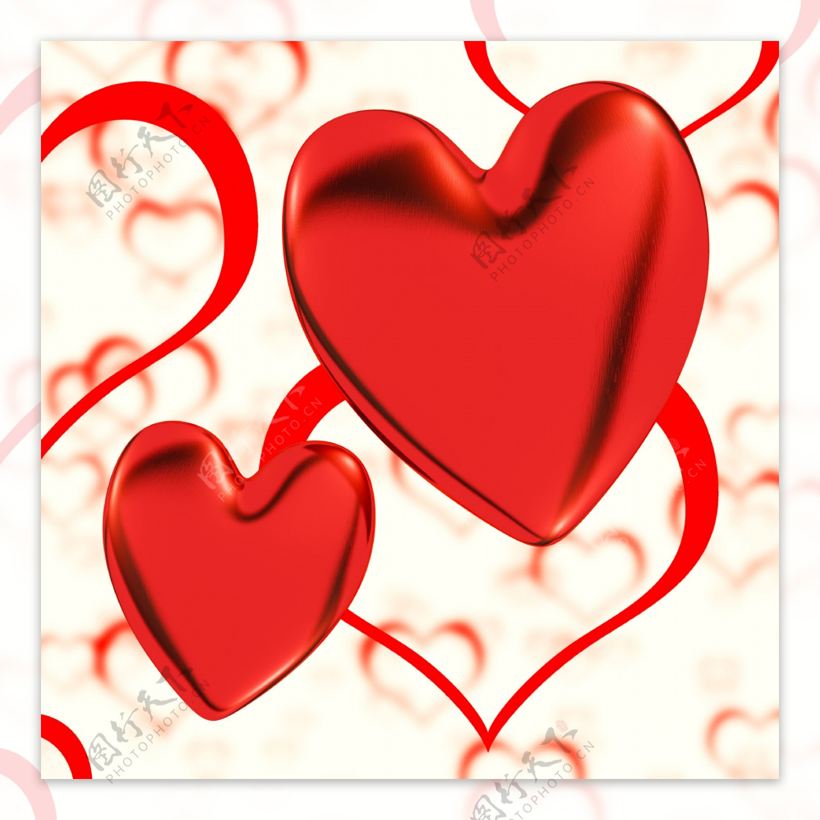 红色的心在心脏的背景显示的浪漫的爱情和浪漫的感觉