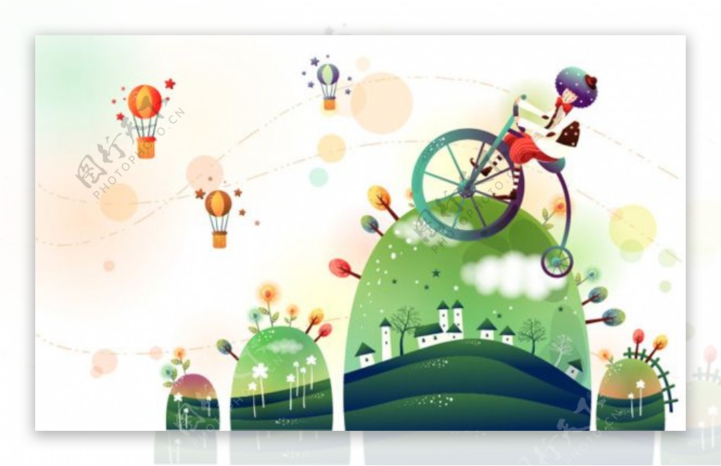 骑自行车的儿童卡通背景设计