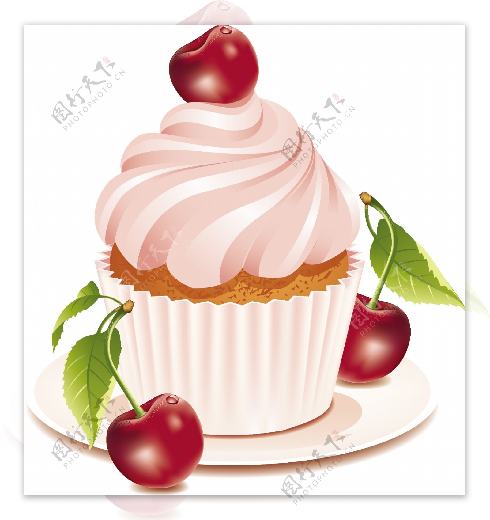 樱桃蛋糕矢量图