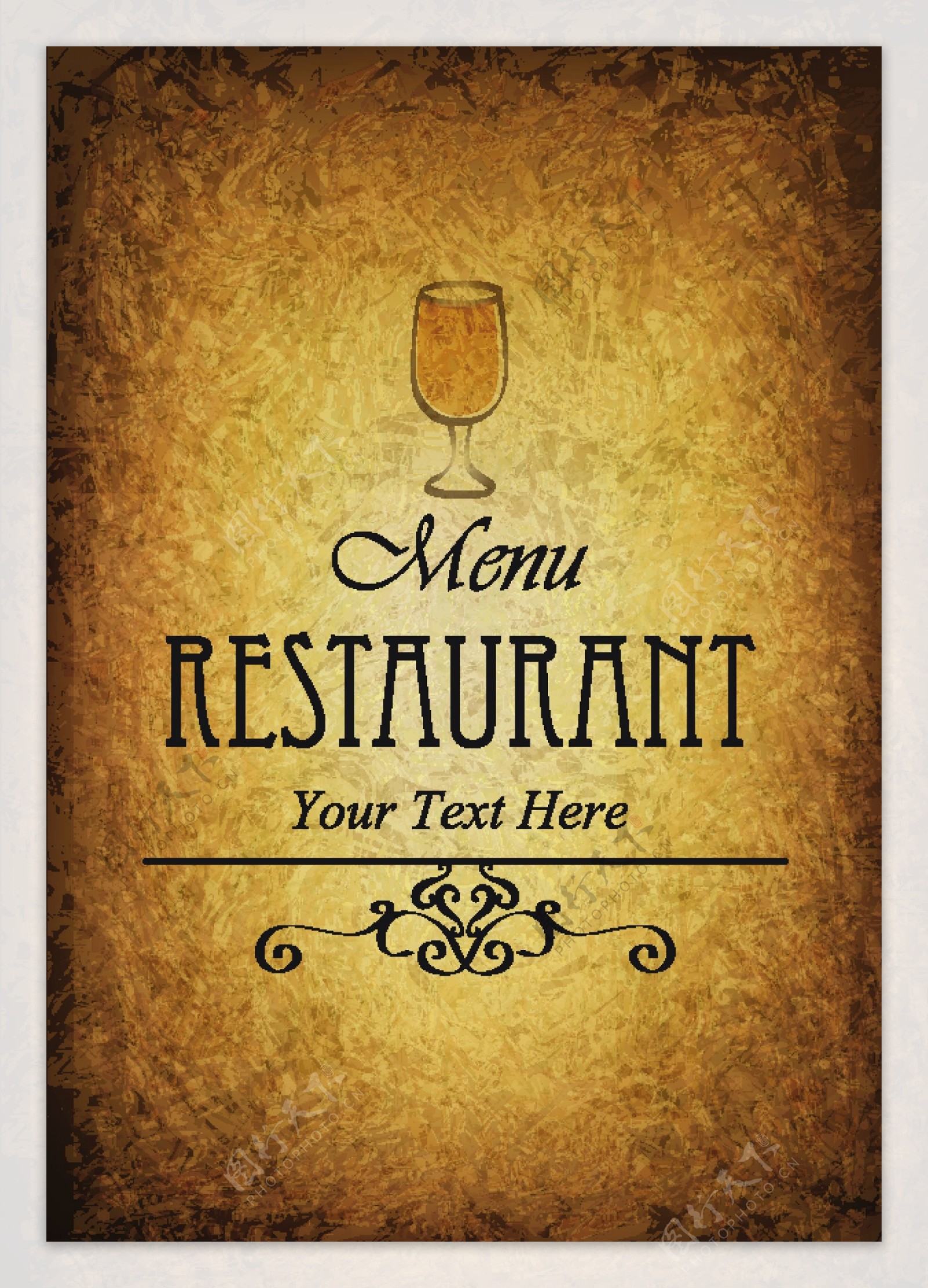 古典风格的餐厅的菜单封面图形03