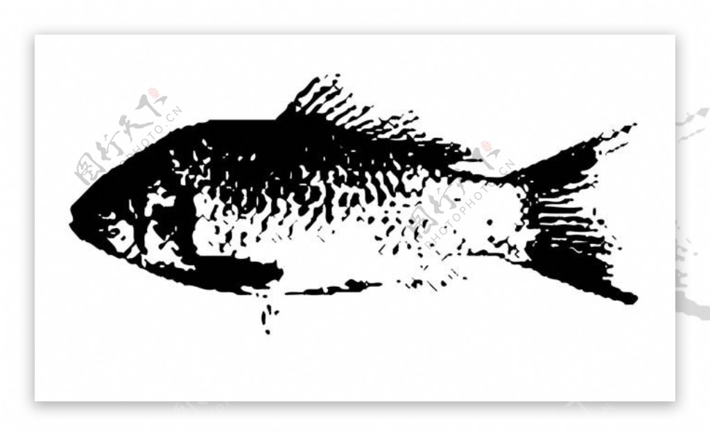 全球首席大百科水墨黑白笔刷鱼拓印