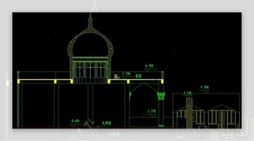 伊斯兰教清真寺剖面图图片
