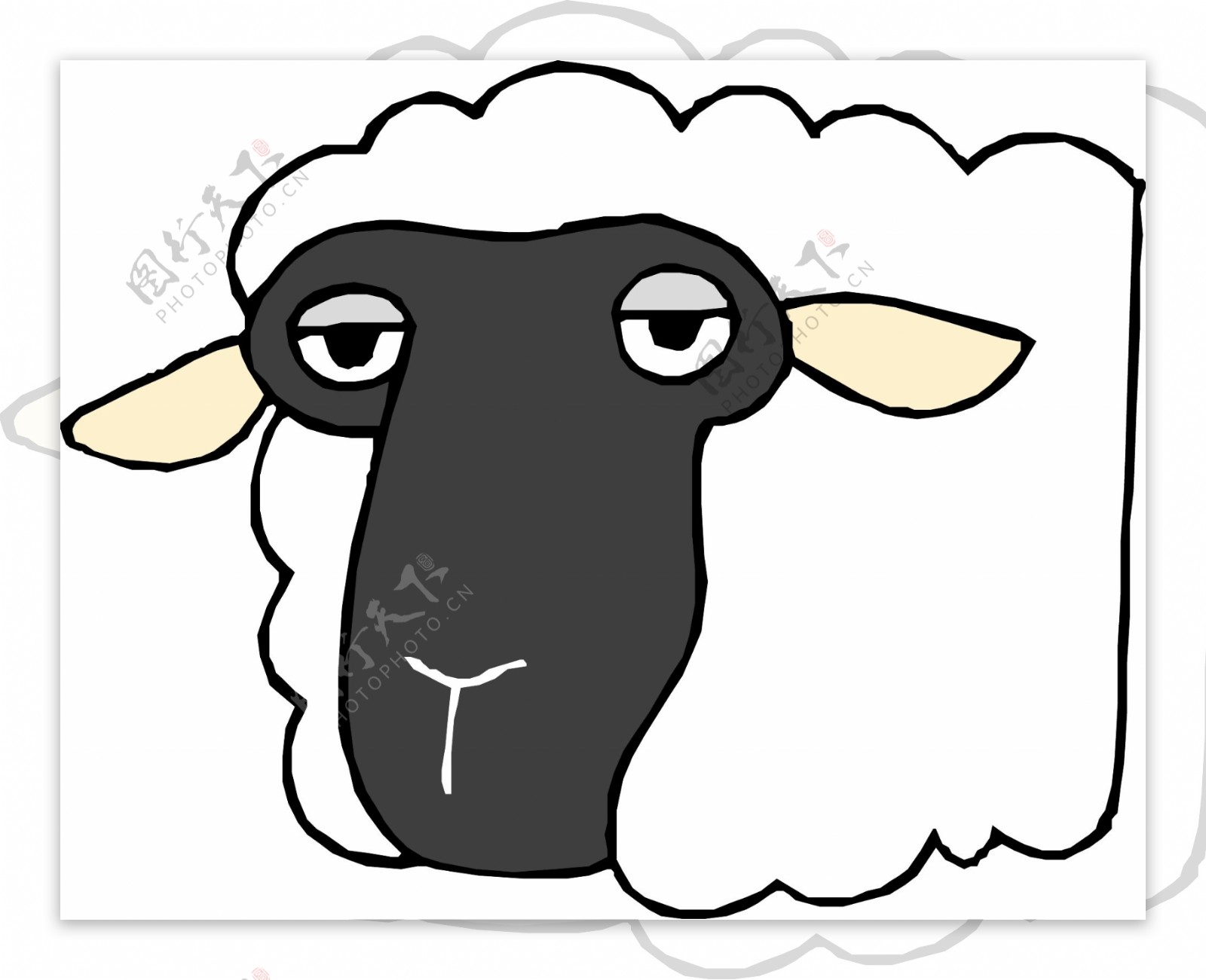 印花矢量图卡通动物羊母羊白色免费素材
