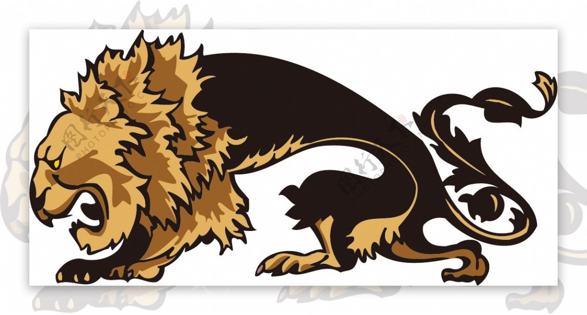 印花矢量图动物狮子棕色黑色免费素材