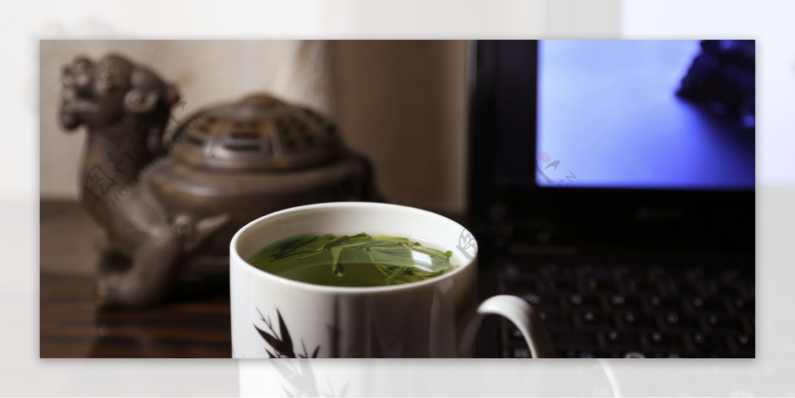 笔记一杯绿茶图片