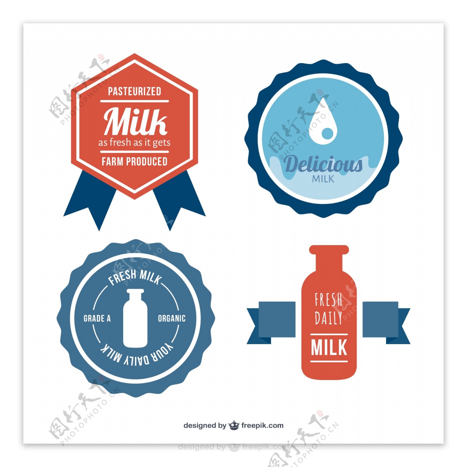 4款精致牛奶标签矢量素材