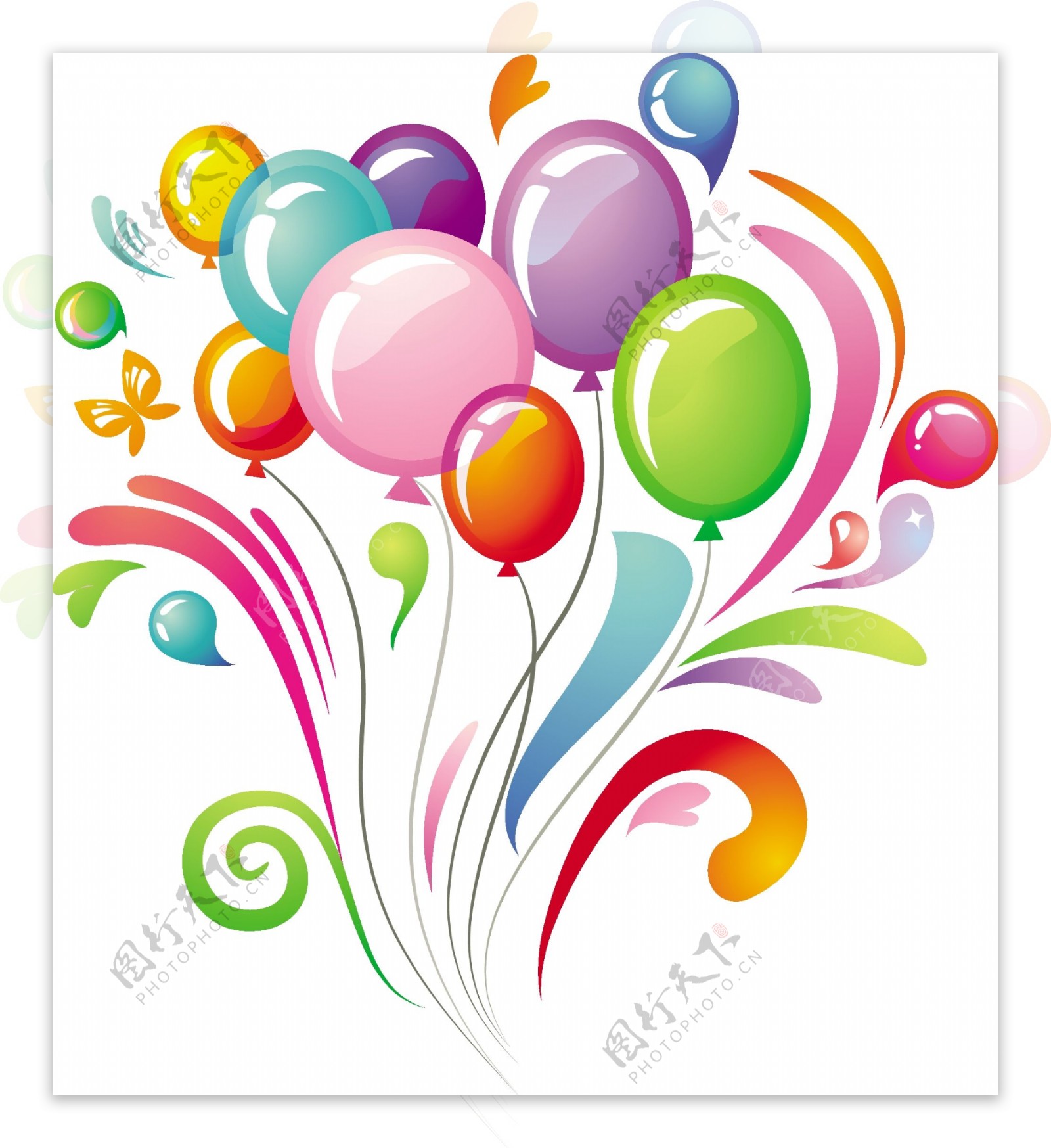 彩色气球矢量气球丰富多彩的节日