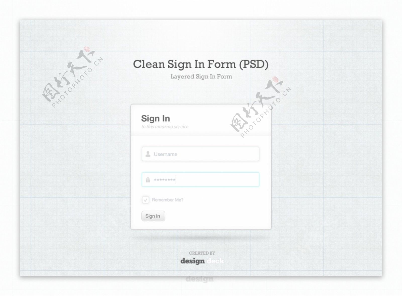 在形式上干净的用户界面登录标志PSD