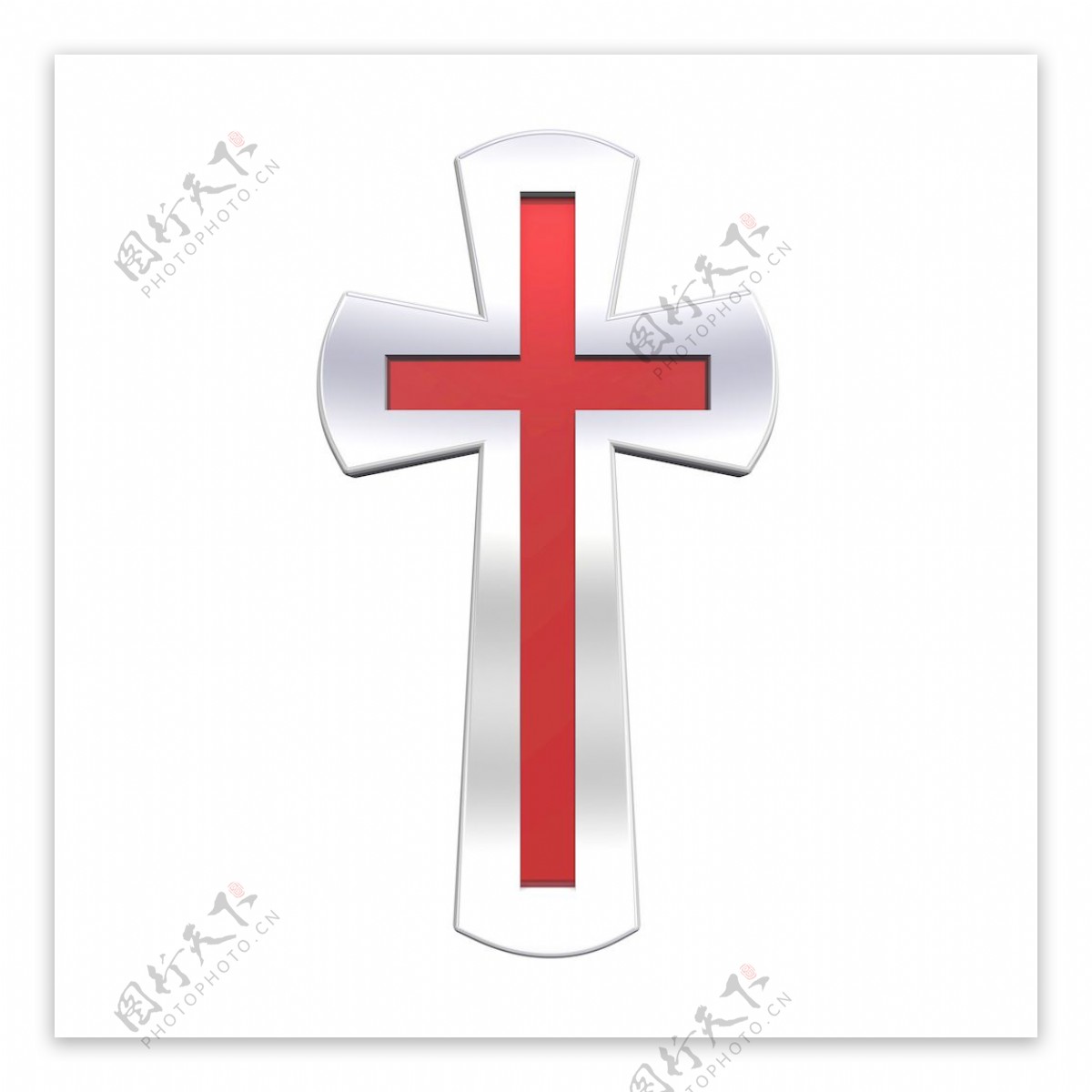 宝石的银框基督教的十字架的白色隔离