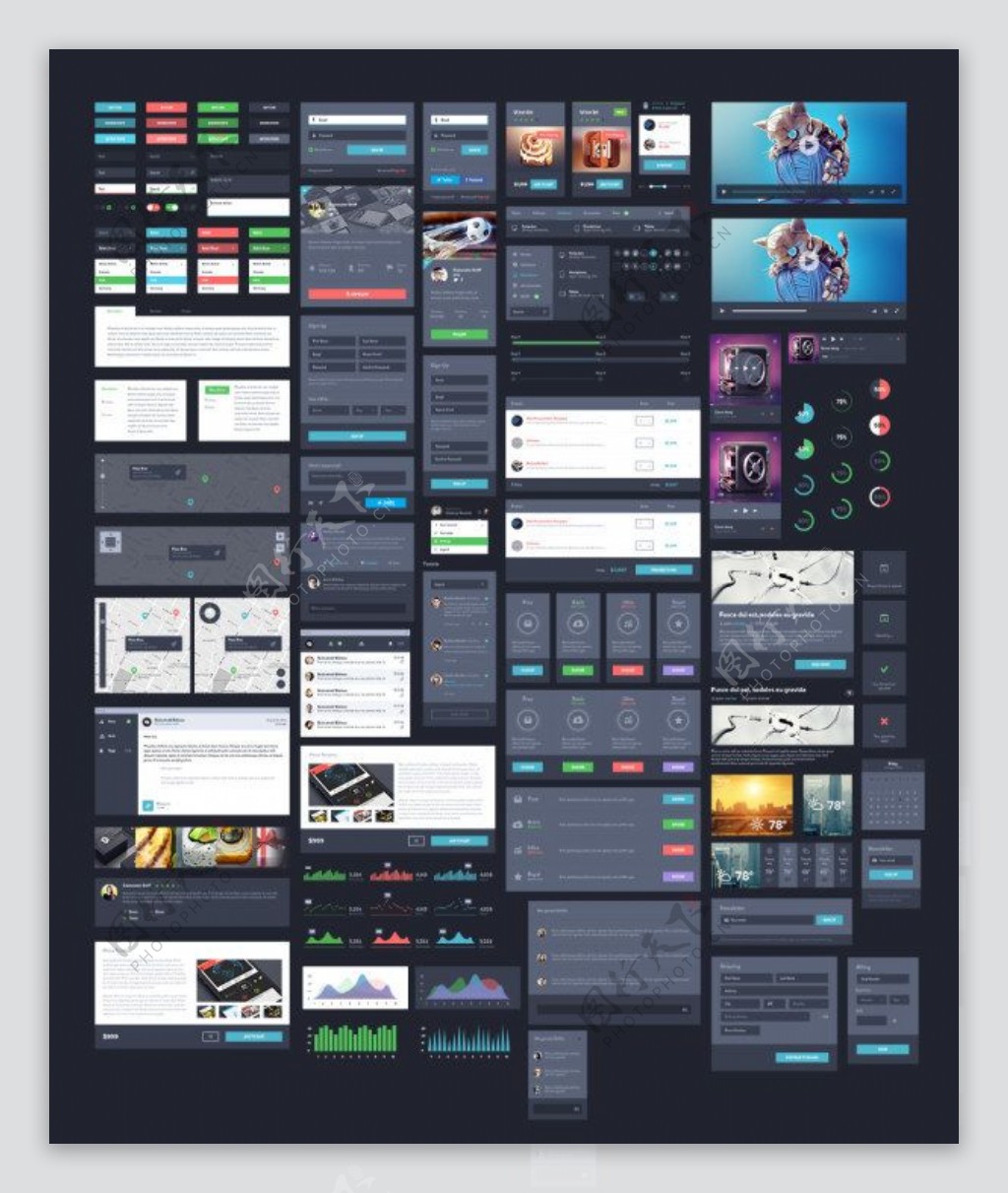 暗黑UI工具包PSD素材