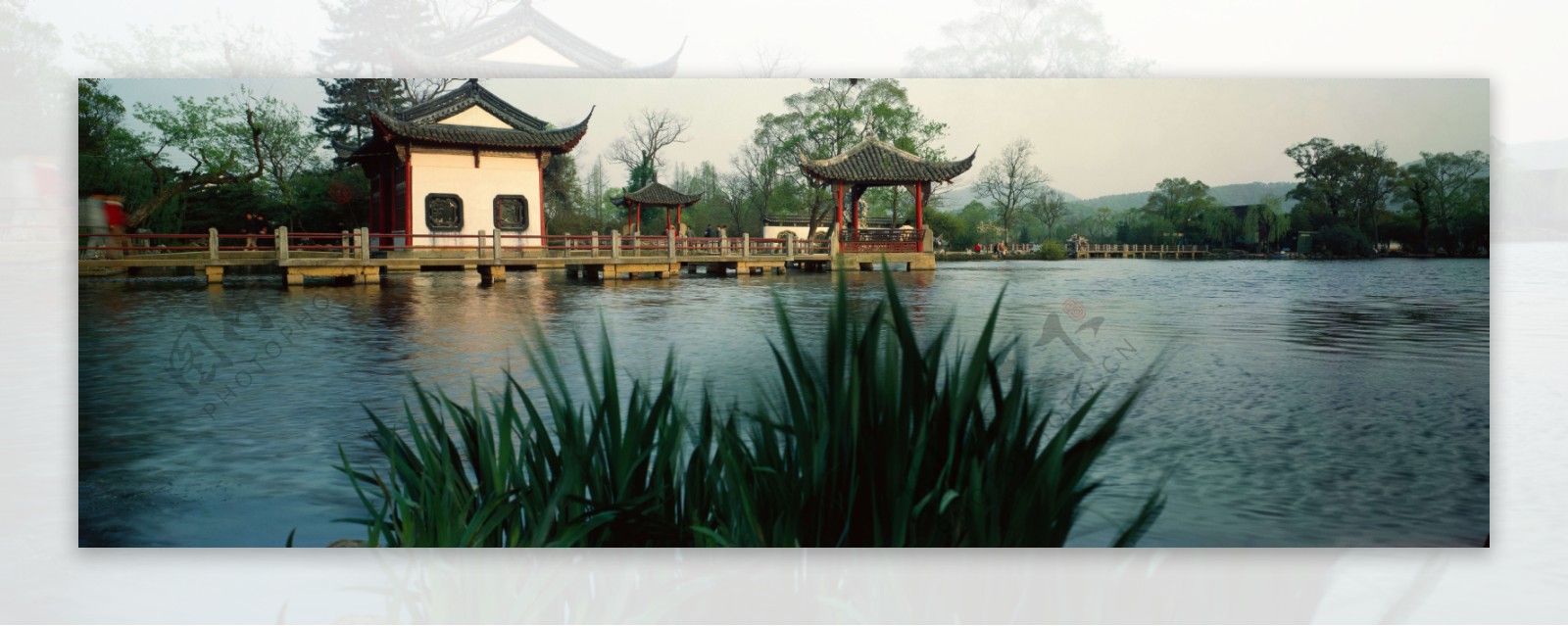 高清横幅底图中国园林建筑风景图片