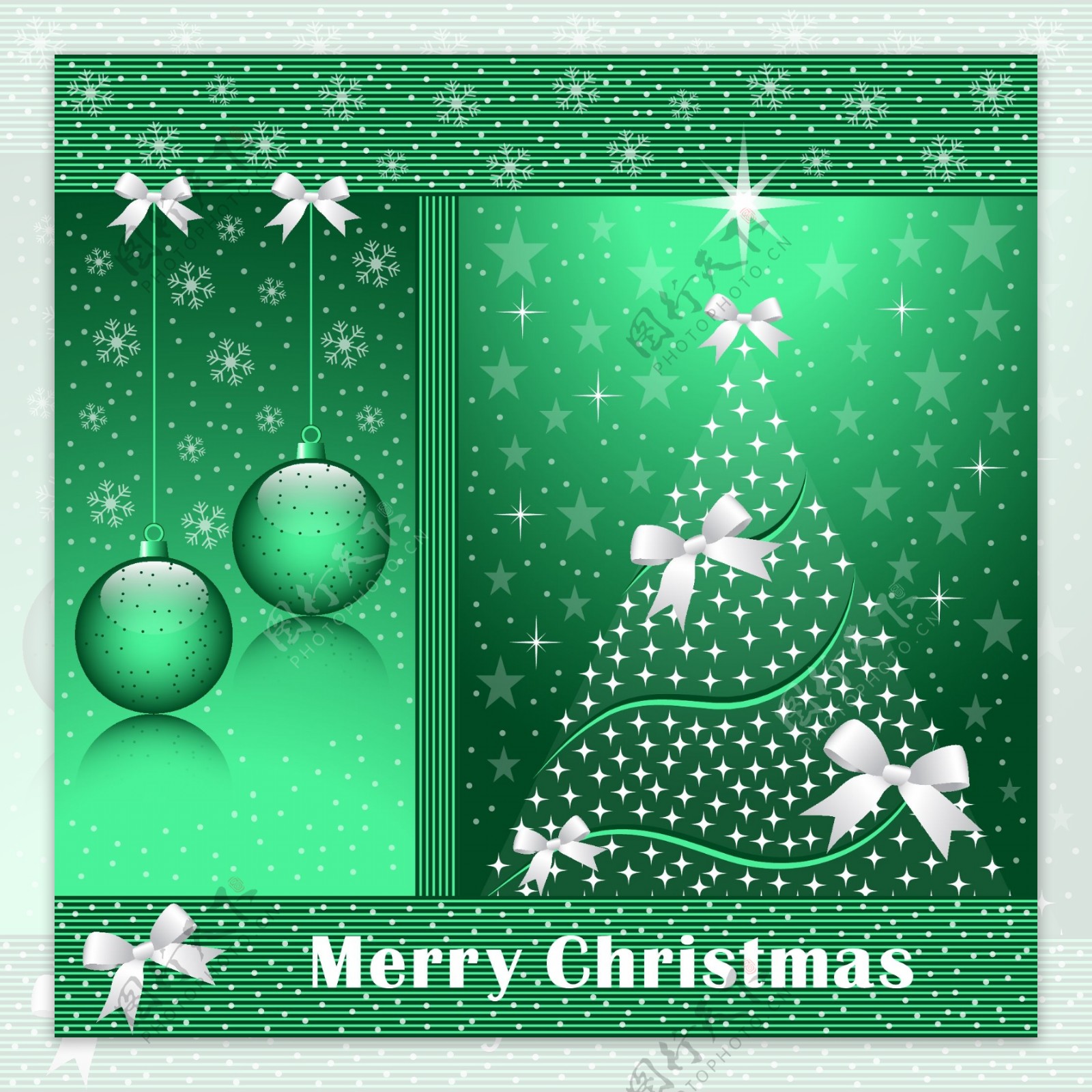绿色圣诞精致卡片背景