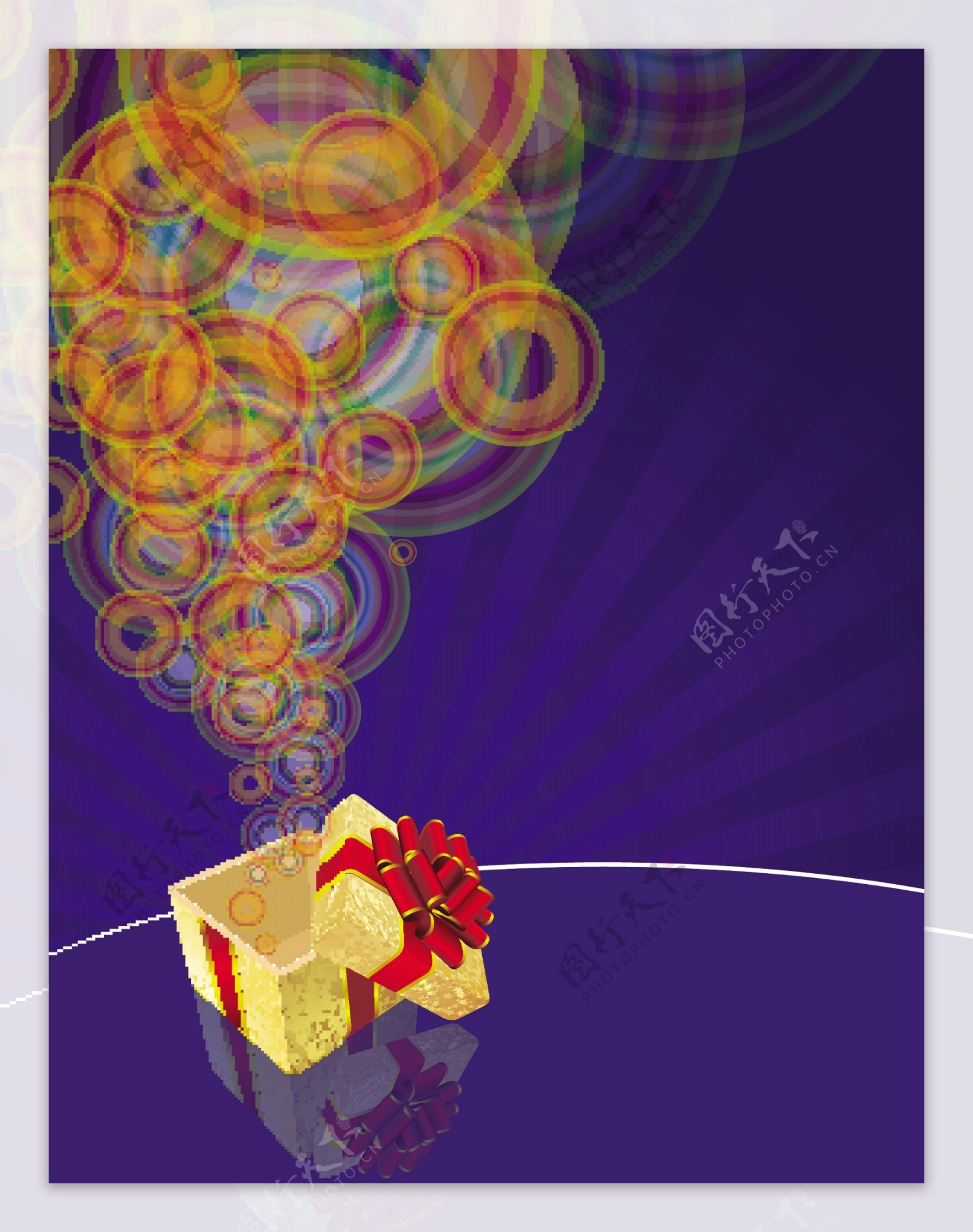 神奇的礼物盒红丝带和金色的星星矢量