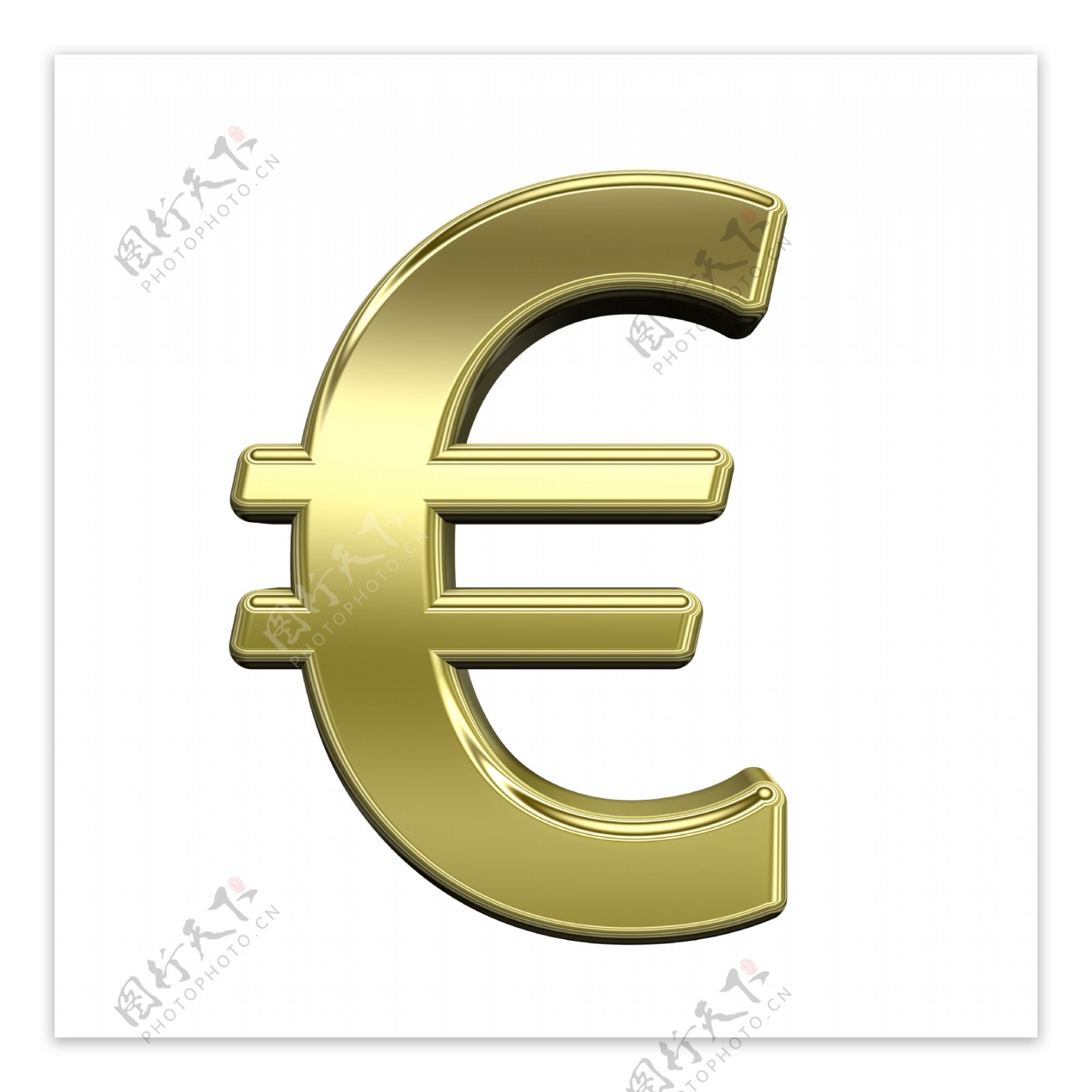 欧元符号从闪亮的金色字母集