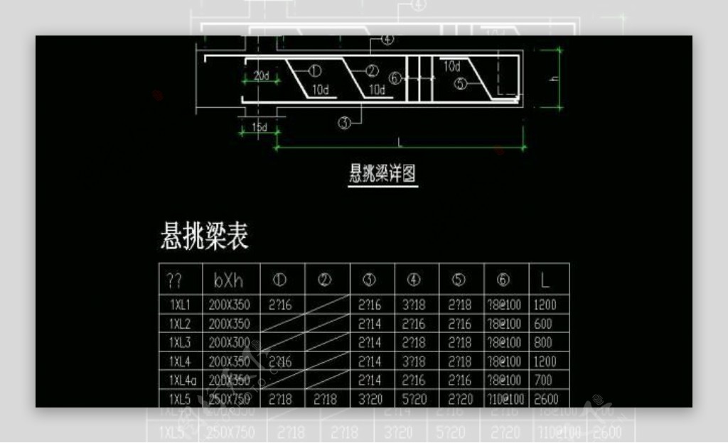 钢结构悬挑梁表图片