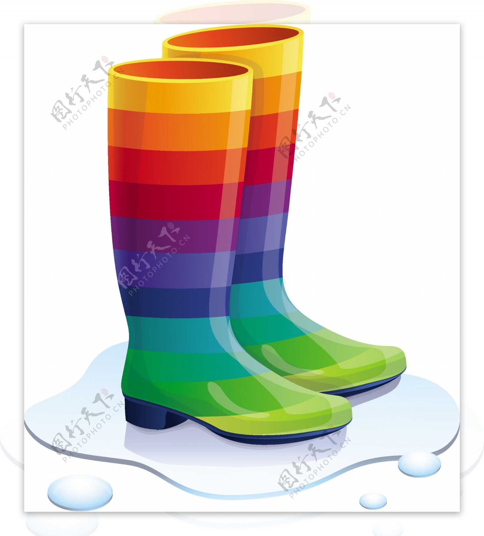 彩虹色防水靴矢量素材