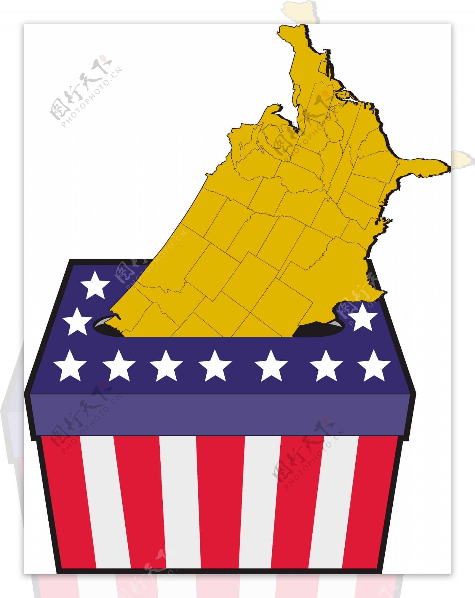 美国大选投票箱美国地图