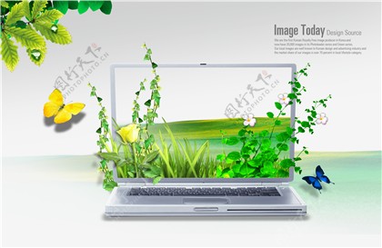 电脑绿色创意商务科技