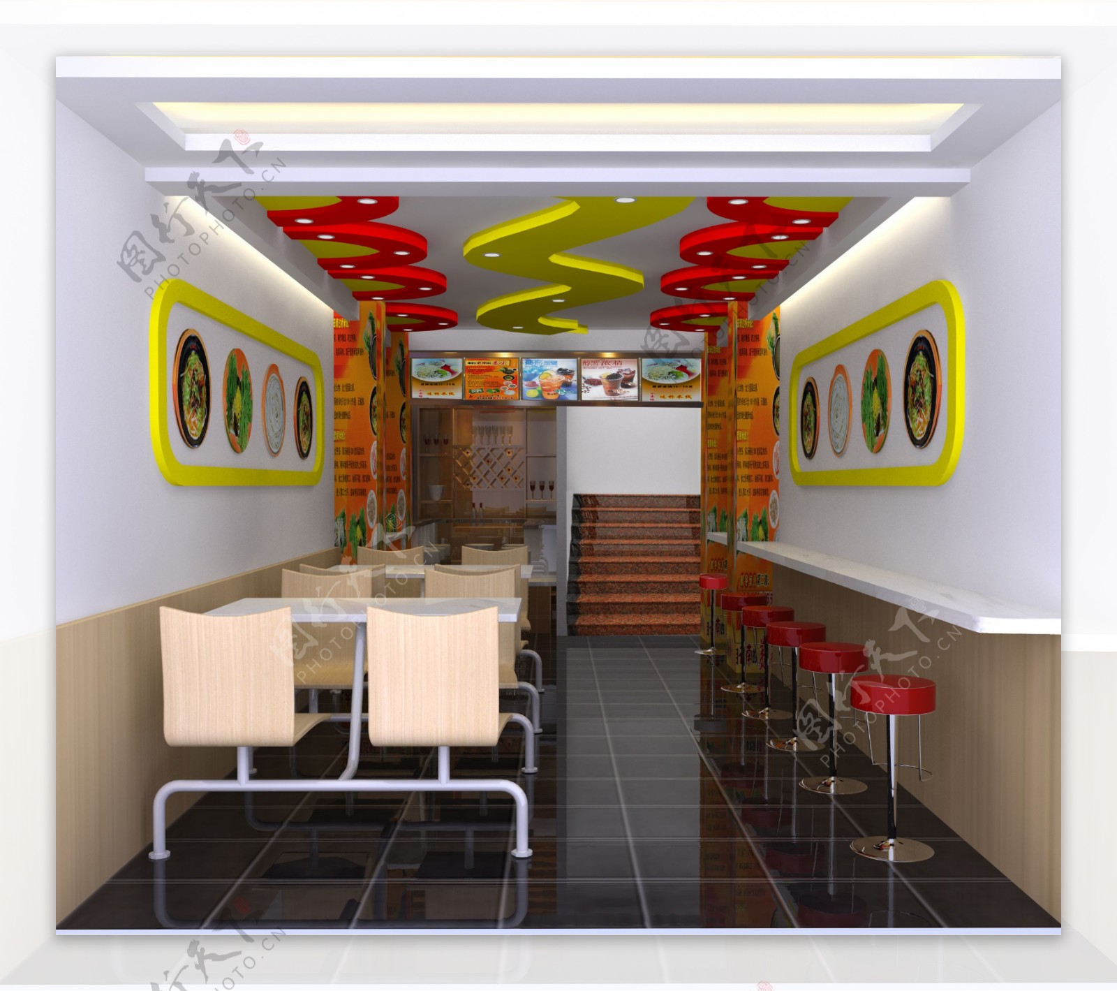 米线店设计效果图 餐饮设计|空间|展陈设计|星空工作室 - 原创作品 - 站酷 (ZCOOL)
