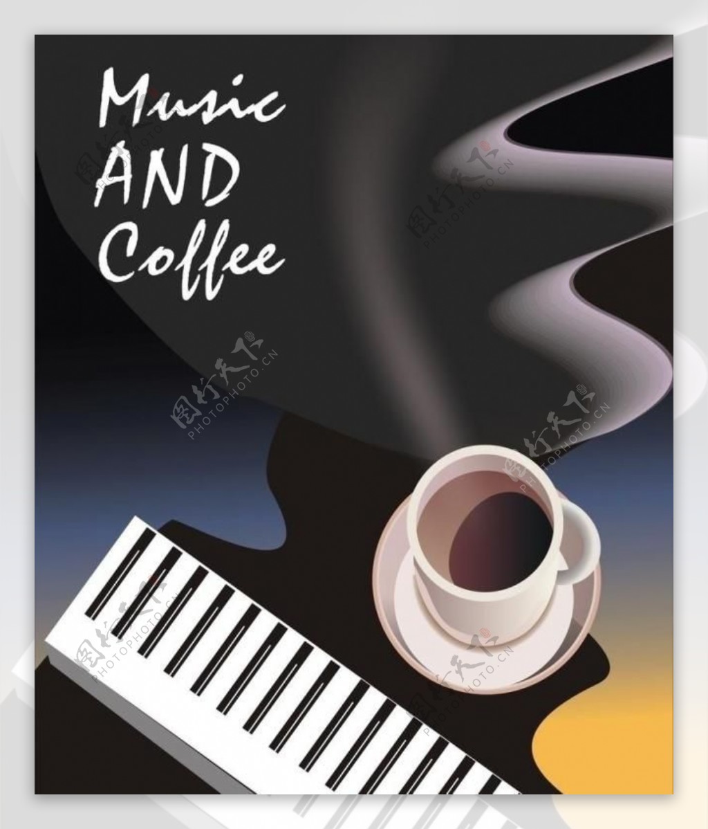 咖啡音乐插画图片